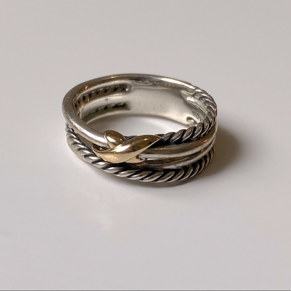 Never worn David Yurman X crossover ring with 18 K gold and no stones - 4 bands